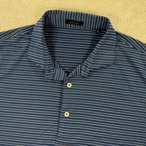 Turfleson Mens Large Striped Golf Polo Shirt Blue White Casual‎ Preppy Athletic